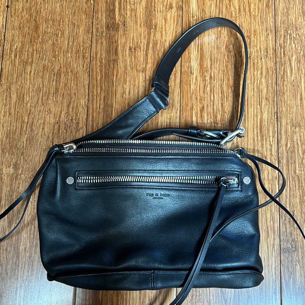 rag & bone Black leather fanny pack, belt bag